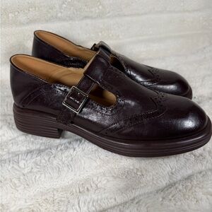 Womens 2024 Chic Leather Round Toe T Strap Mid Heel Oxford Mary Jane Shoes 10.5